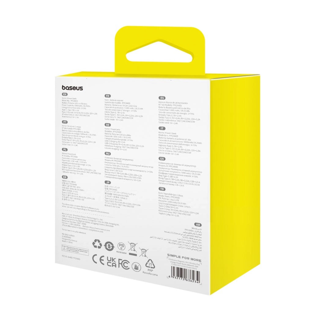 Batteria Esterna Wireless Baseus Magnetic Mini, 5000mAh, 20W, PD + FQI, 1 x QI - 1 x USB-C, Viola P10022107513