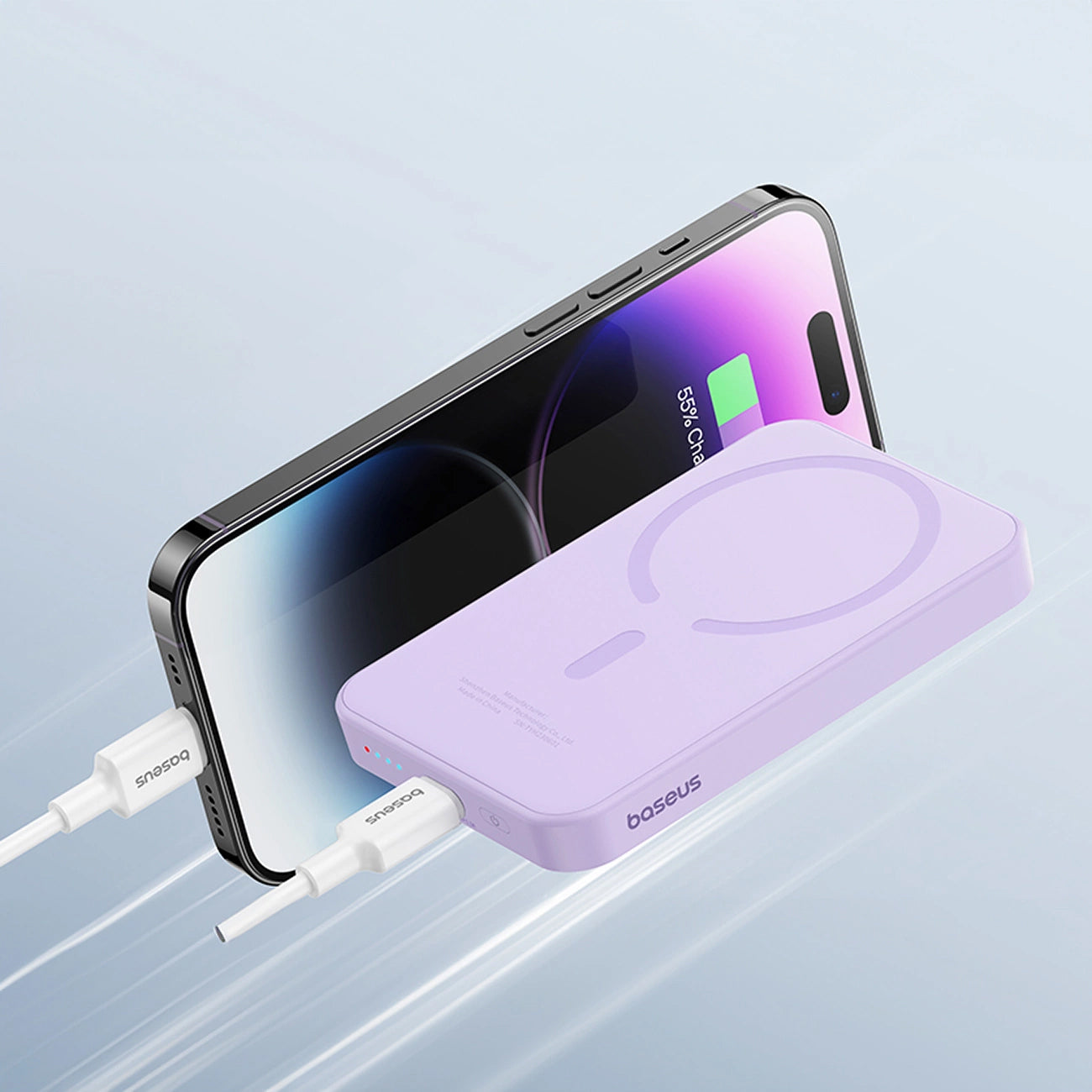 Batteria Esterna Wireless Baseus Magnetic Mini, 5000mAh, 20W, PD + FQI, 1 x QI - 1 x USB-C, Viola P10022107513