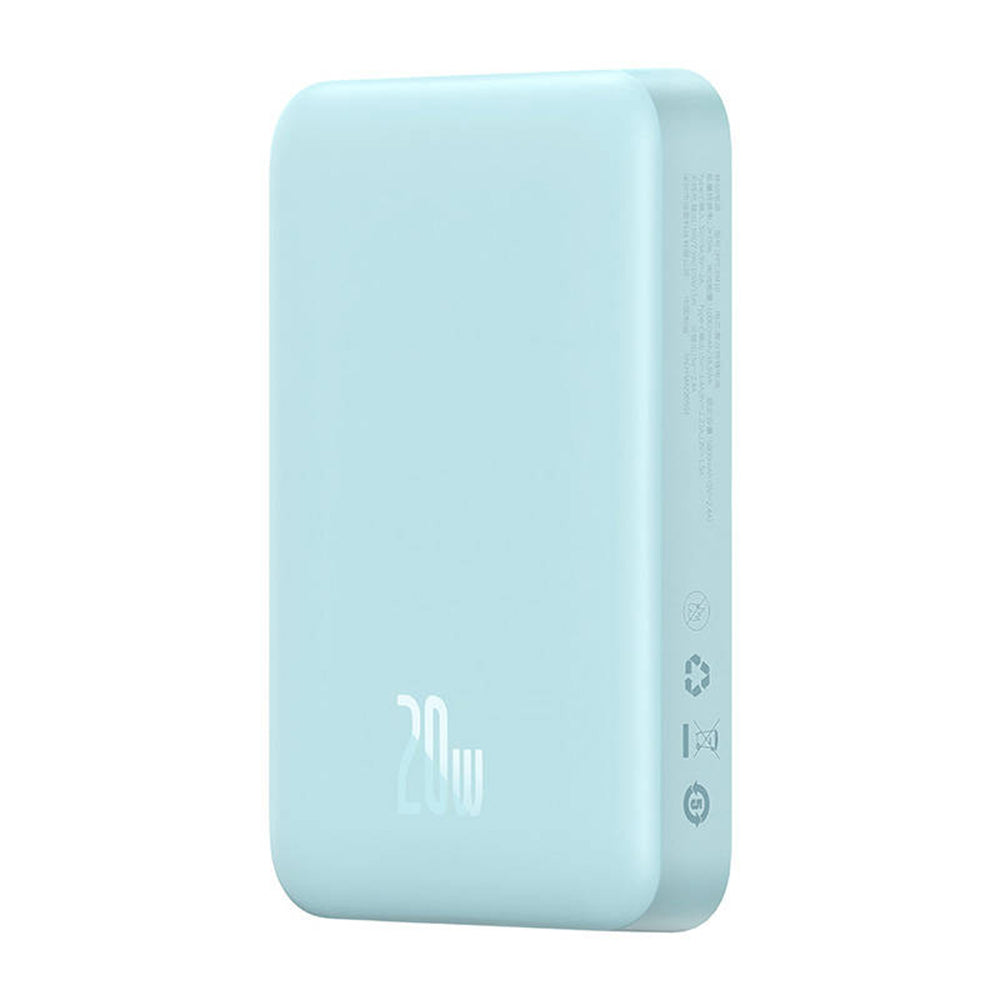 Batterie Externe Sans Fil Baseus Magnetic Mini, 10000mAh, 20W, PD + FQI, 1 x QI - 1 x USB-C, Bleue PPCX110103