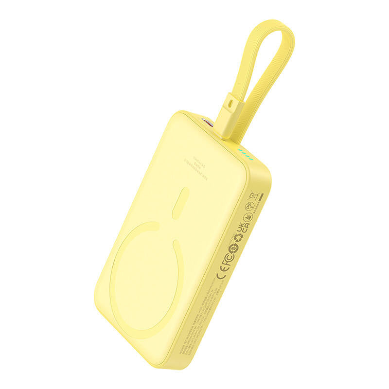 Externer Wireless-Akku Baseus Magnetic Mini, 10000mAh, 20W, PD + FQI, 1 x Lightning - 1 x QI - 1 x USB-C, Gelb P10022109Y23-00