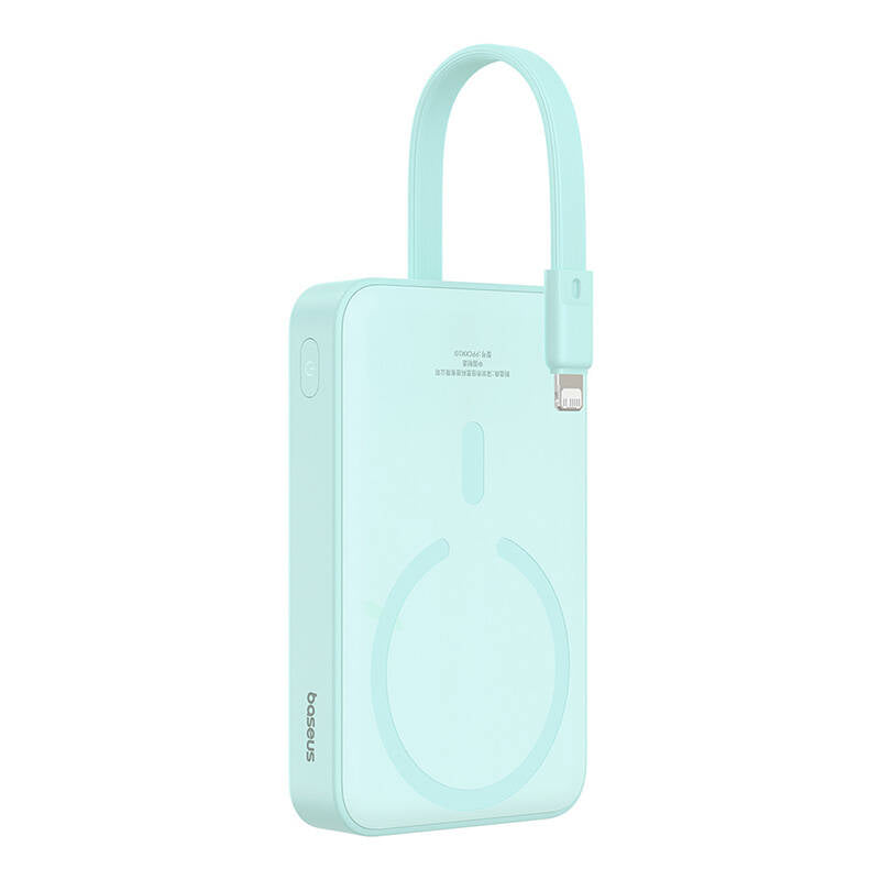 Batteria Esterna Wireless Baseus Magnetic Mini, 10000mAh, 20W, PD + FQI, 1 x Lightning - 1 x QI - 1 x USB-C, Verde P10022109333-00