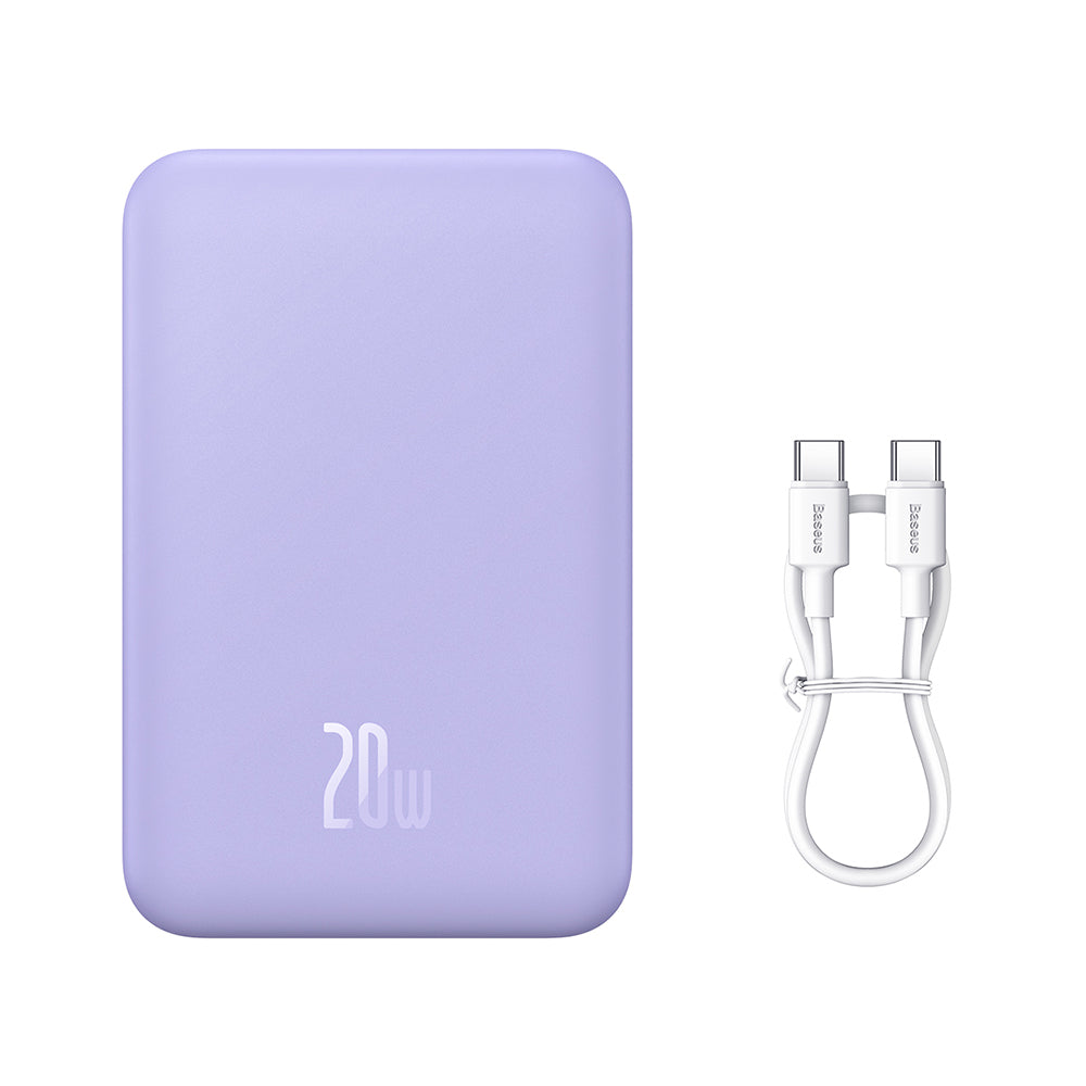 Batterie Externe Sans Fil Baseus Magnetic Mini, 20000mAh, 20W, PD + FQI, 1 x QI - 1 x USB-C, Mauve PPCX150005