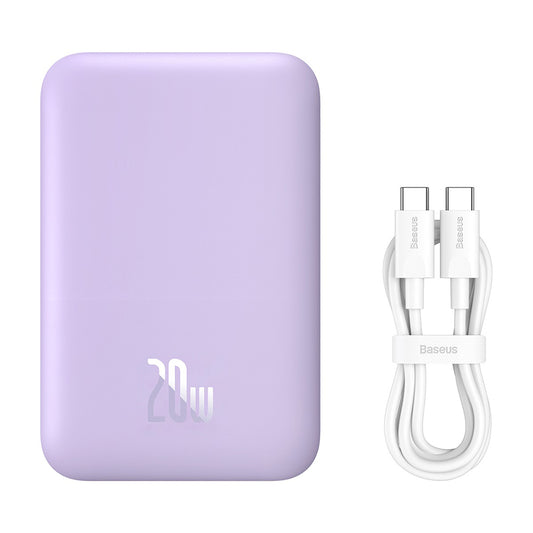 Batterie Externe Sans Fil Baseus Mini Air, 6000mAh, 20W, PD + FQI, 1 x QI - 1 x USB-C, Mauve P10059002513-00