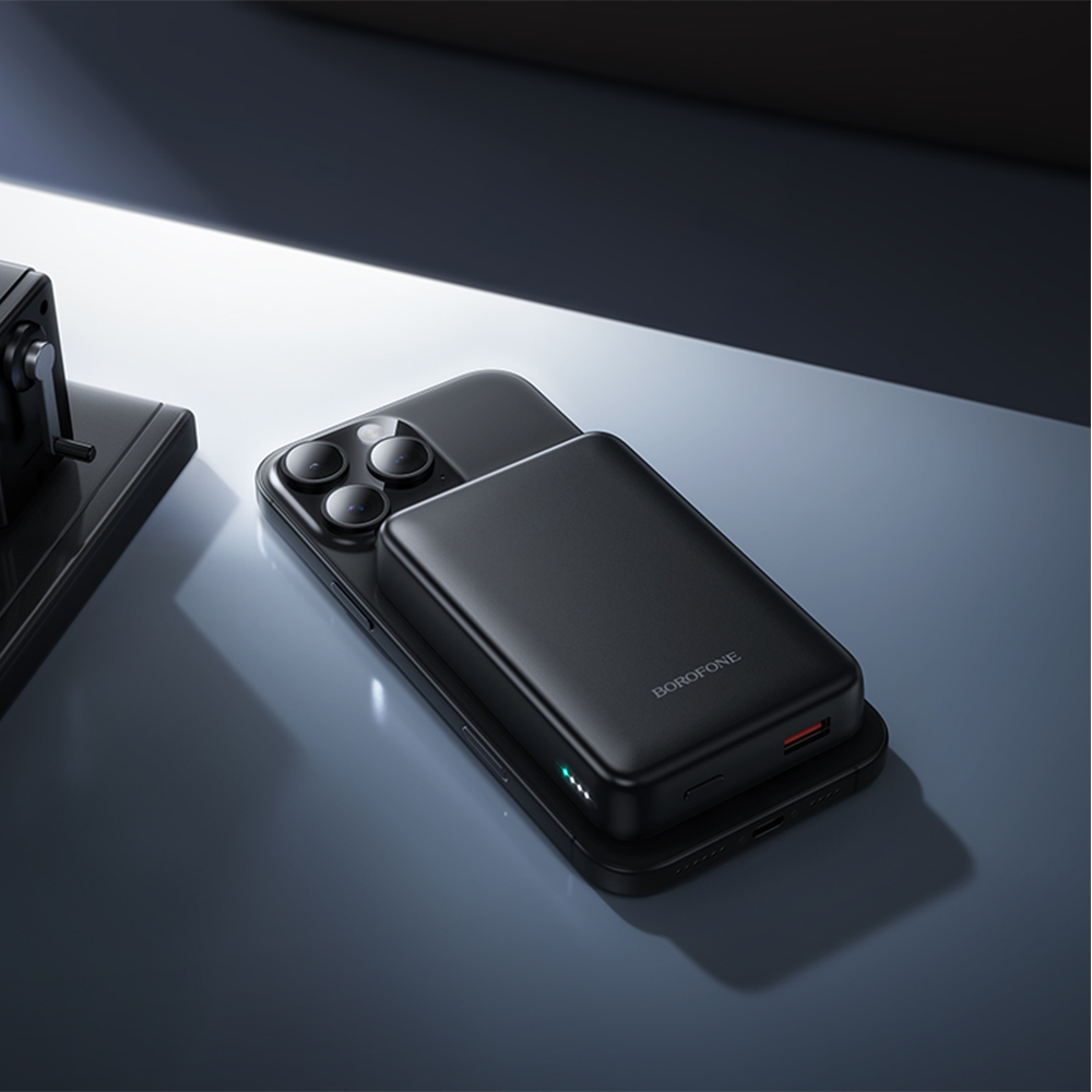 Batteria Esterna Wireless Borofone BJ82A Dawn, 10000mAh, 22.5W, QC + PD + FQI, 1 x QI - 1 x USB-A - 1 x USB-C, Nera