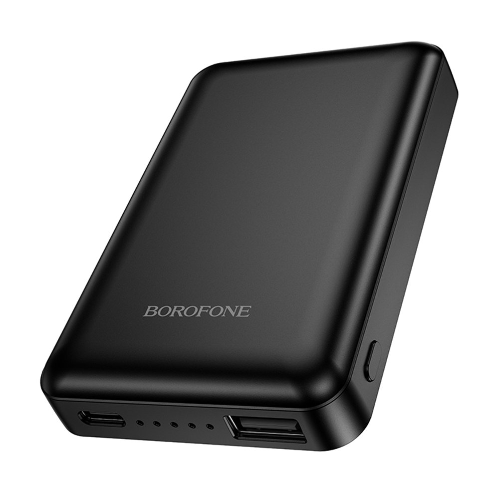 Batterie Externe Sans Fil Borofone BJ82 Dawn, 5000mAh, 10W, 1 x QI - 1 x USB-A, Noire