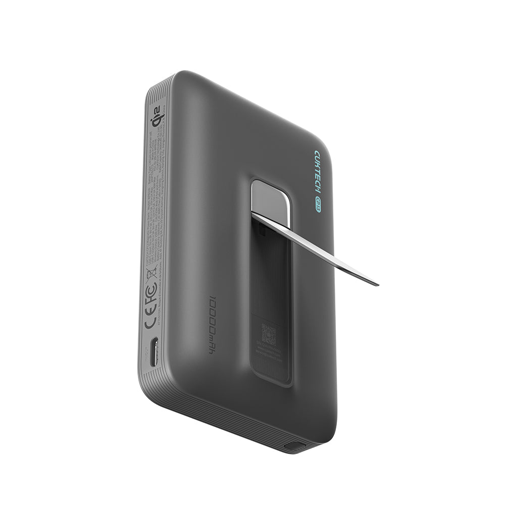 Batteria Esterna Wireless Cuktech WPB100, 10000mAh, 30W, PD + FQI, 1 x QI - 1 x USB-C, Grigio CUWPB100GLBK