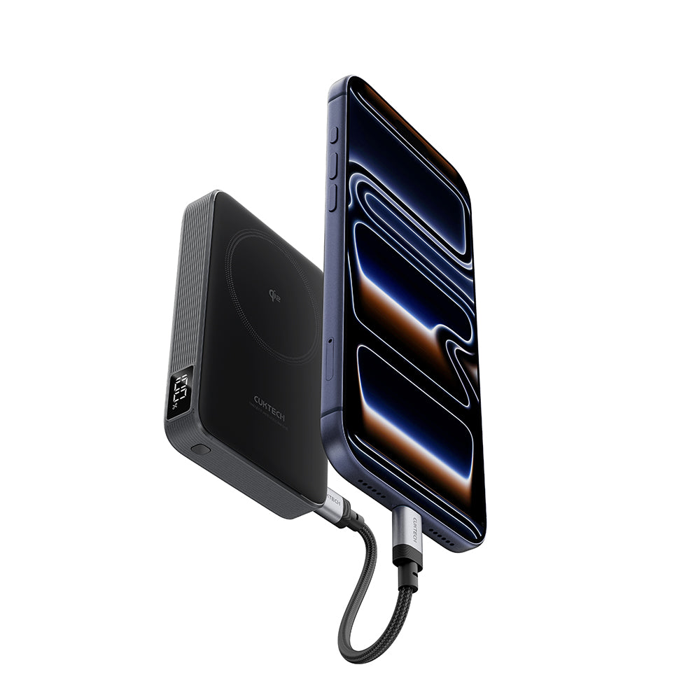 Batteria Esterna Wireless Cuktech WPB100, 10000mAh, 30W, PD + FQI, 1 x QI - 1 x USB-C, Grigio CUWPB100GLBK