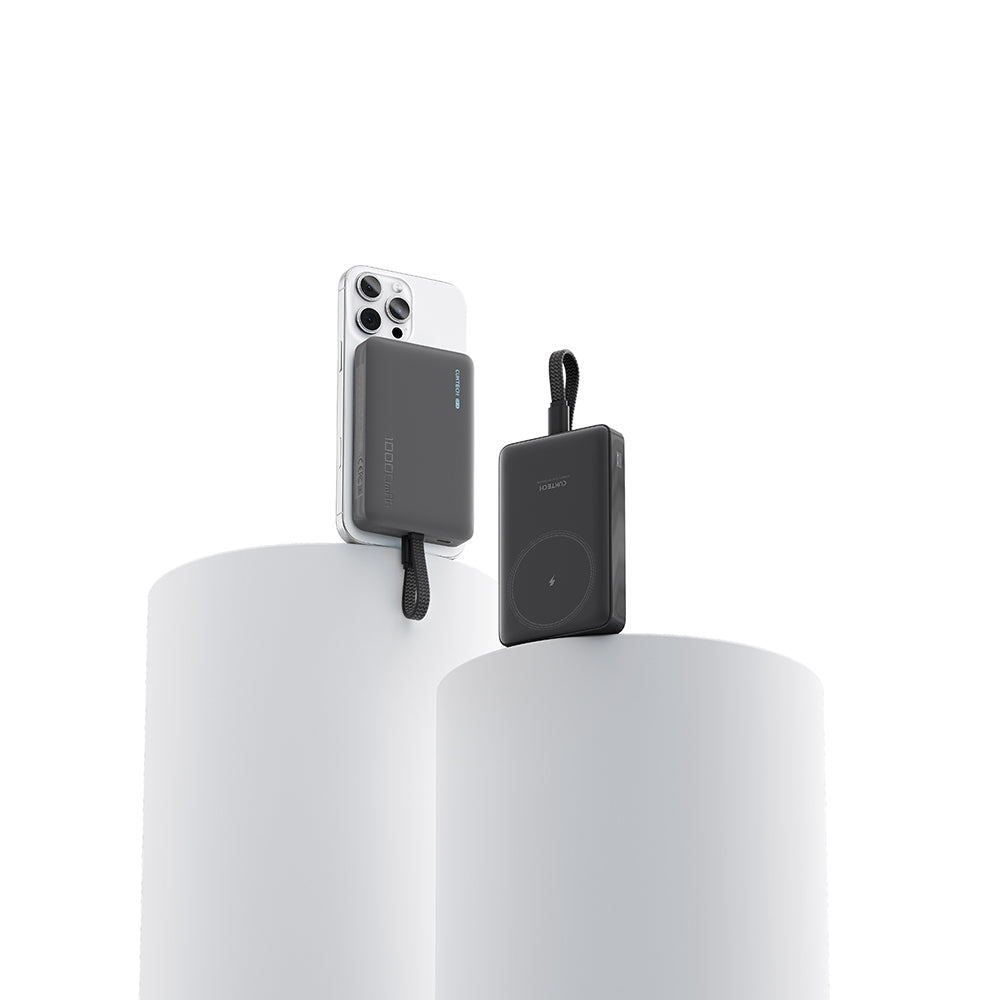 Batteria Esterna Wireless Cuktech WPB100L, 10000mAh, 22.5W, PD + FQI, 1 x QI - 2 x USB-C, Nera CKWPB100LGLBK