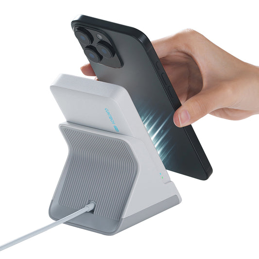Kabellose Powerbank Cuktech WPB100N, 10000mAh, 20W, PD + FQI, 1 x QI - 1 x USB-C, Weiß CKWPB100NGLGR