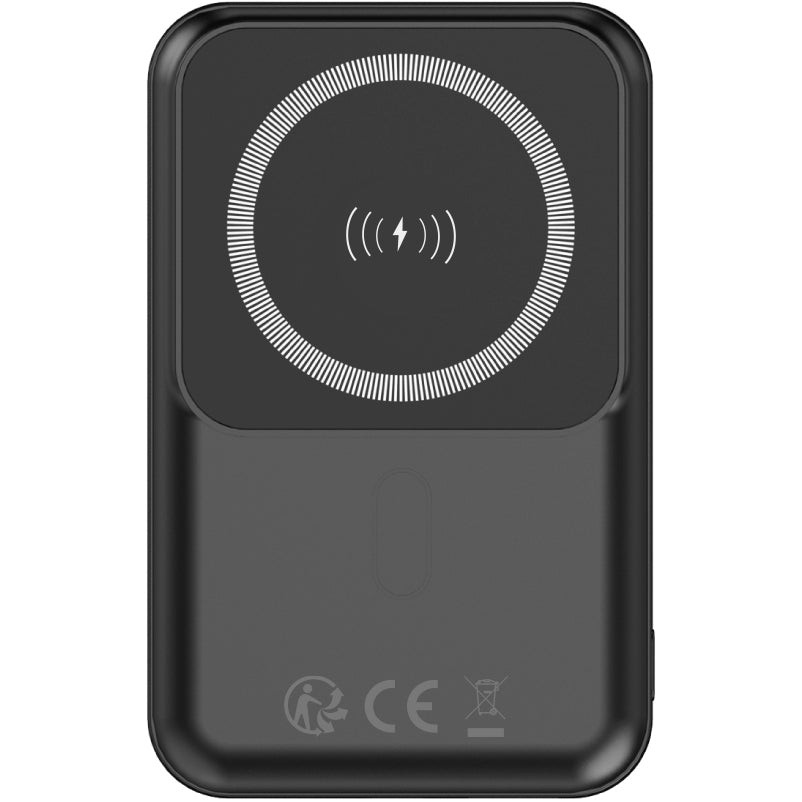 Forever MATB-100 Kabellose externe Batterie, 10000mAh, 22.5W, QC + PD + FQI, 1 x QI - 1 x USB-A - 1 x USB-C, Schwarz