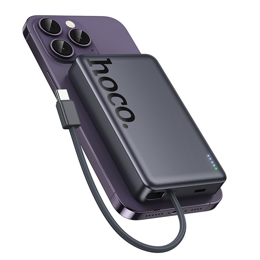 Batterie Externe Sans Fil HOCO Q44, 10000mAh, 20W, PD + FQI, 1 x QI - 2 x USB-C, Gris
