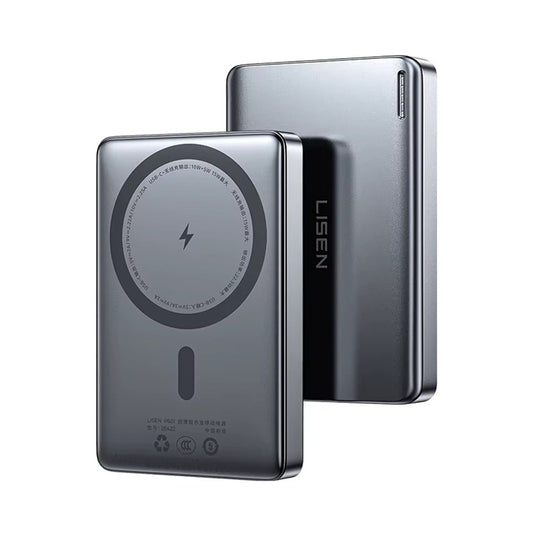 Batteria Esterna Wireless Lisen L601 Pro, 10000mAh, 27W, PD + FQI, 1 x QI - 1 x USB-C, Grigio YL0325100009