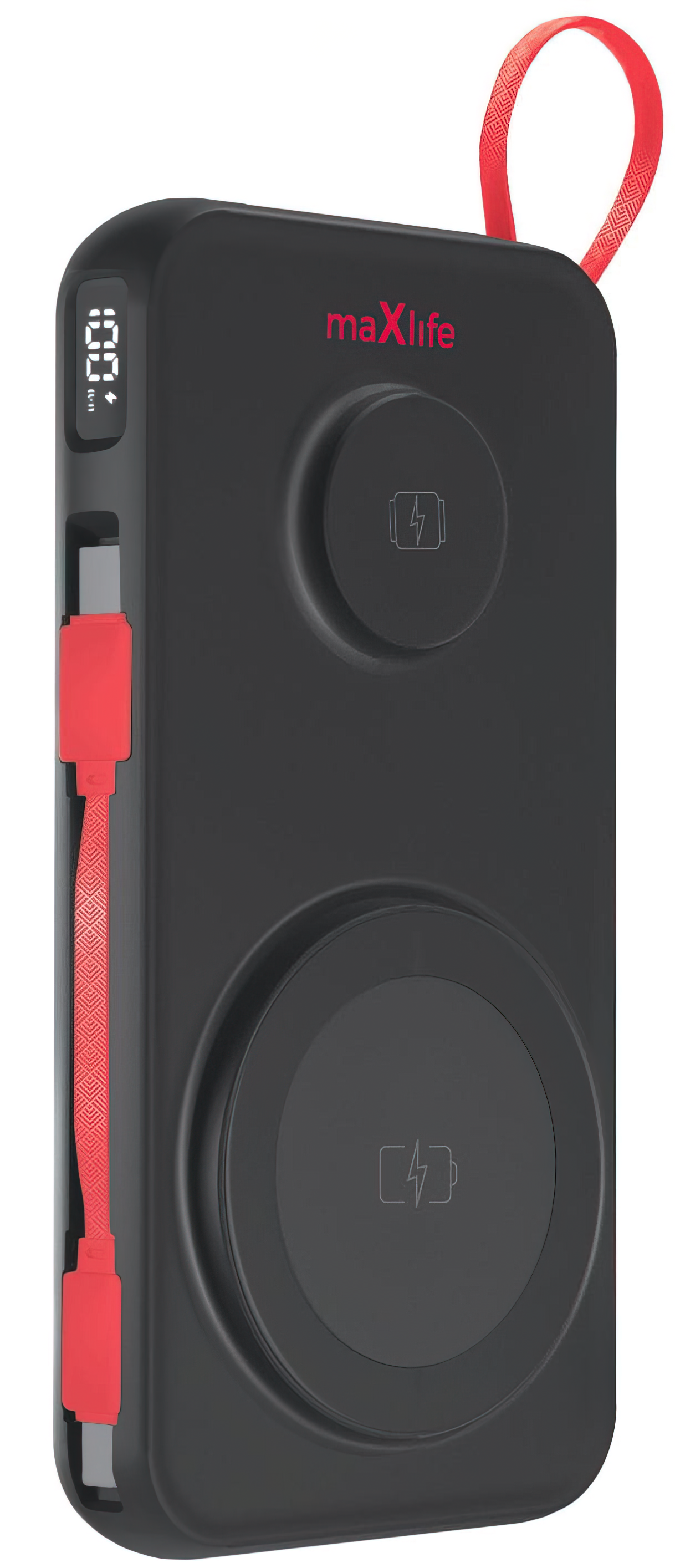 Batterie Externe Sans Fil MaXlife MXPB-08, 10000mAh, 22.5W, QC + PD + FQI + QI, 1 x USB-A - 1 x USB-C - 2 x QI, Noire