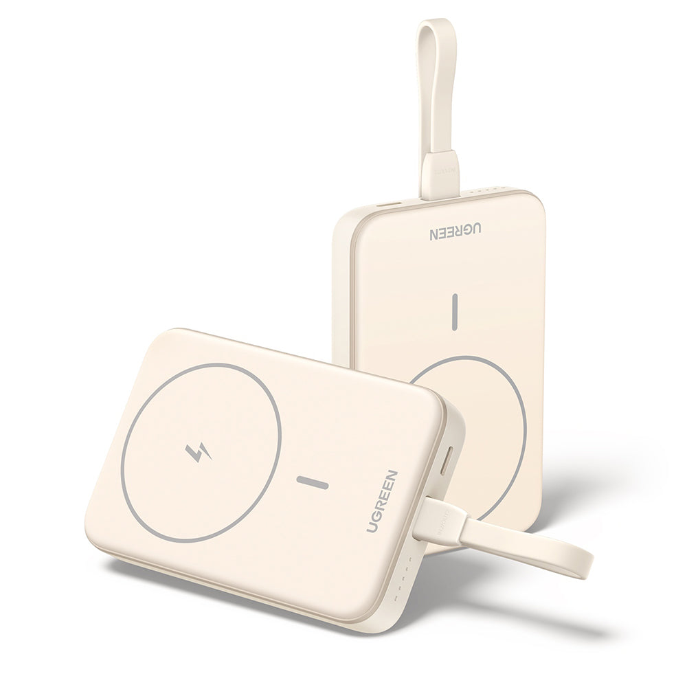 Batterie Externe Sans Fil UGREEN PB760, 10000mAh, 20W, PD + FQI, 1 x QI - 1 x USB-C, Beige