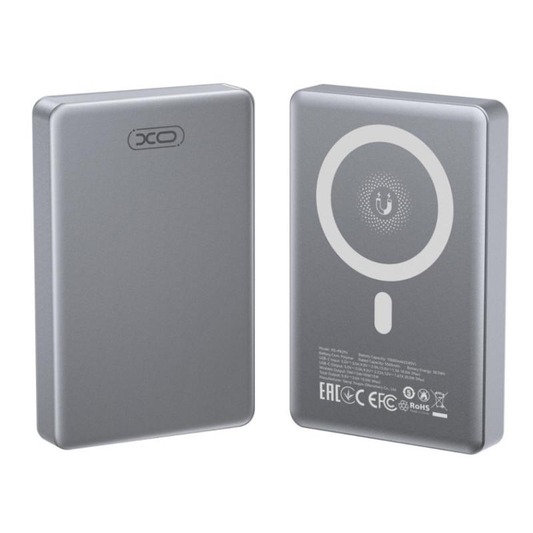 Batterie Externe Sans Fil XO Design PR294, 10000mAh, 20W, PD + FQI, 1 x QI - 1 x USB-C, Gris