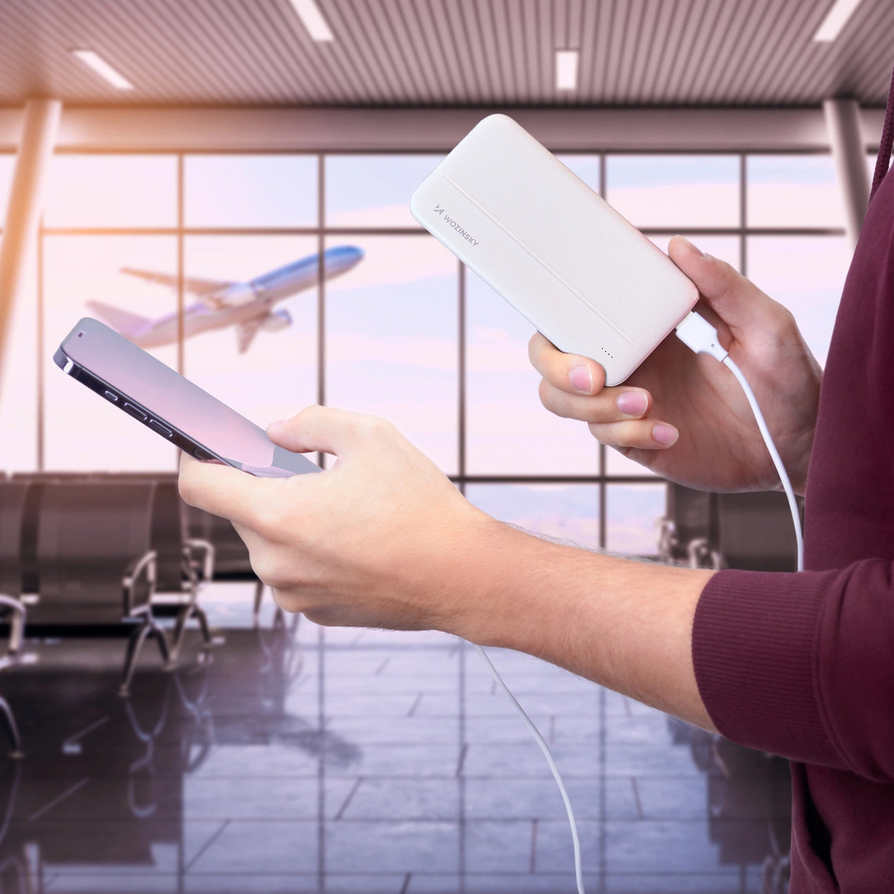 Batteria Esterna WZK WPBWE1, 10000mAh, 10W, 2 x USB-A, Bianca