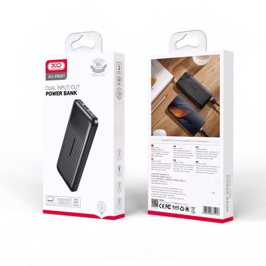 Batterie Externe XO Design PB301, 10000mAh, 10W, 2 x USB-A, Noire