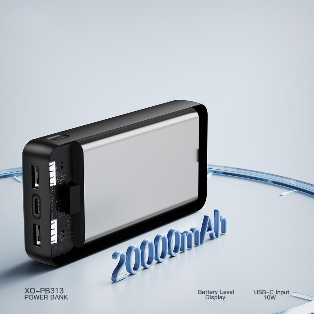 Externe Batterie XO Design PB313, 20000mAh, 10W, 2 x USB-A, Schwarz