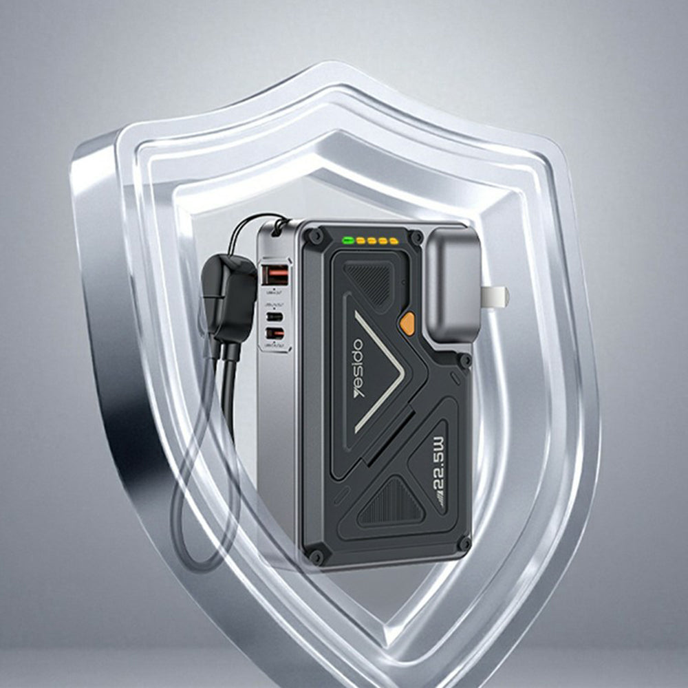 Batteria Esterna Yesido YP89, 10000mAh, 22.5W, QC + PD + FQI, 1 x Lightning - 1 x QI - 1 x USB-A - 1 x USB-C, Grigio