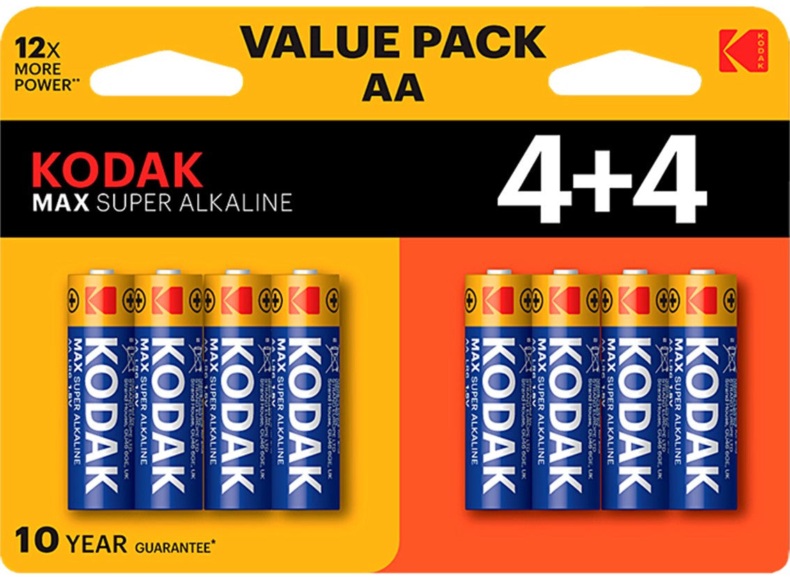 Kodak Max Super Alkaline Battery, AA / LR6, Set of 8 pieces
