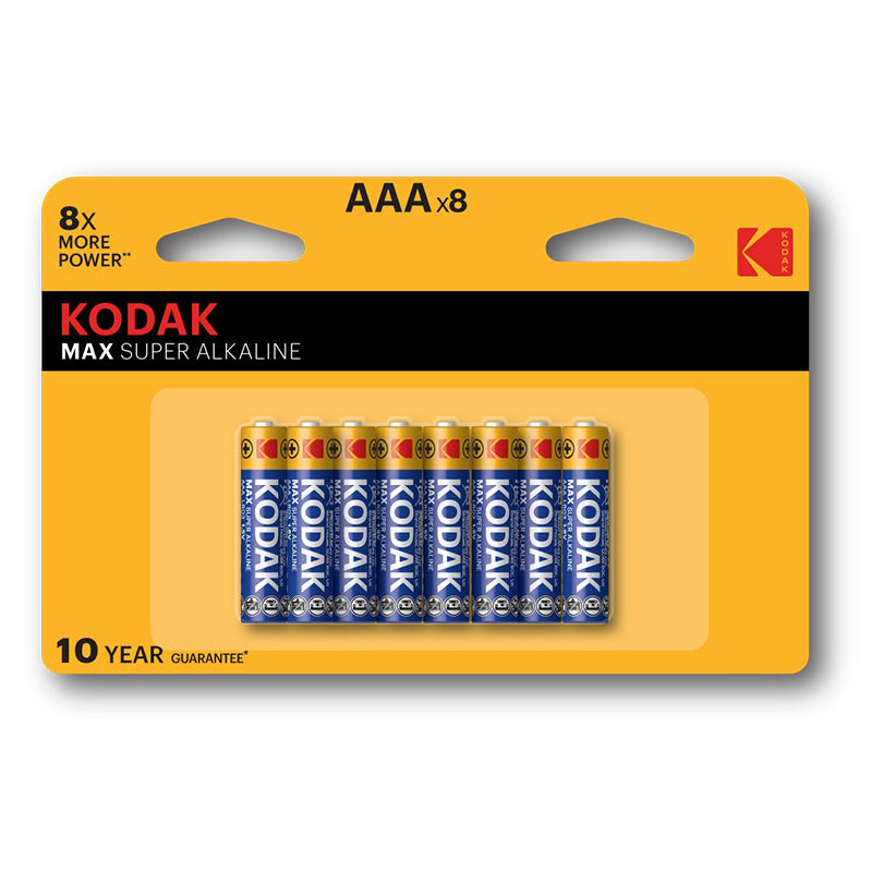 Batteria Kodak Max Super Alkaline, AAA / LR3, Set da 8 pezzi