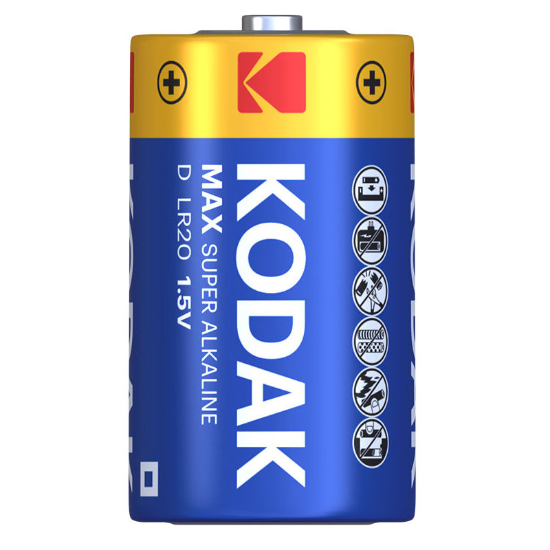 Batteria Kodak Max Super Alkaline, LR20, Set 2 pezzi