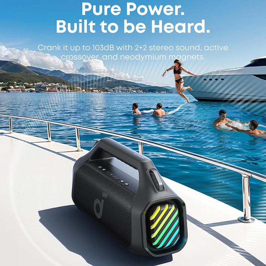 Cassa Portatile Bluetooth Anker SoundCore Boom 2 Pro, 140W, TWS, RGB, Impermeabile, Nera A3134A11