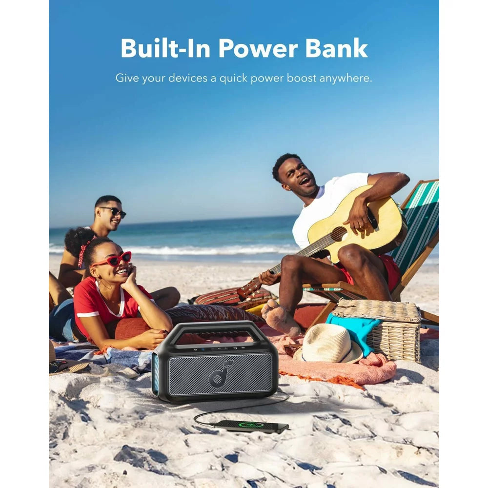 Cassa Portatile Bluetooth Anker SoundCore Boom 2, 80W, TWS, RGB, Impermeabile, Nera A3138011