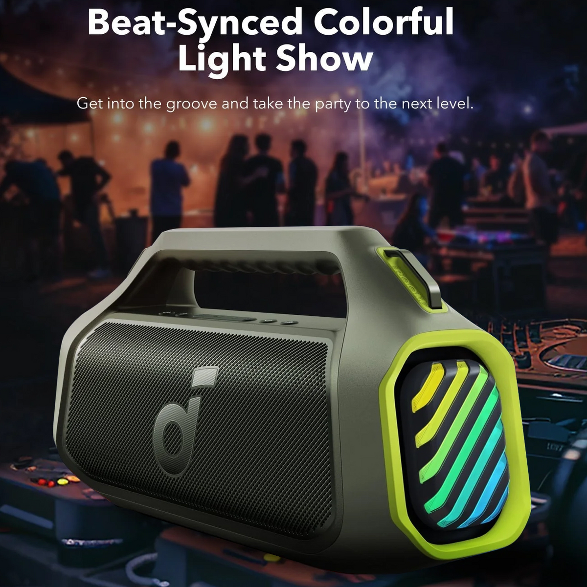 Cassa Portatile Bluetooth Anker SoundCore Boom 2 Plus, 140W, TWS, RGB, Impermeabile, Verde, Ricondizionata A3134061