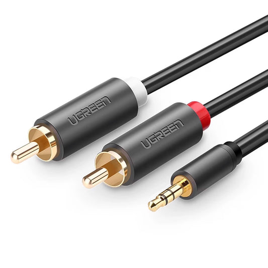 Audiokabel 3.5mm - 2 x RCA UGREEN AV102, 2m, Schwarz