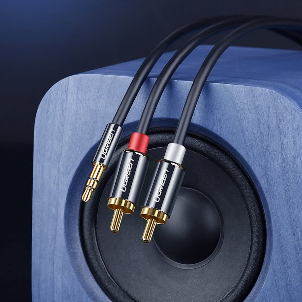 Cavo Audio 3.5mm - 2 x RCA UGREEN AV116, 5m, Nero