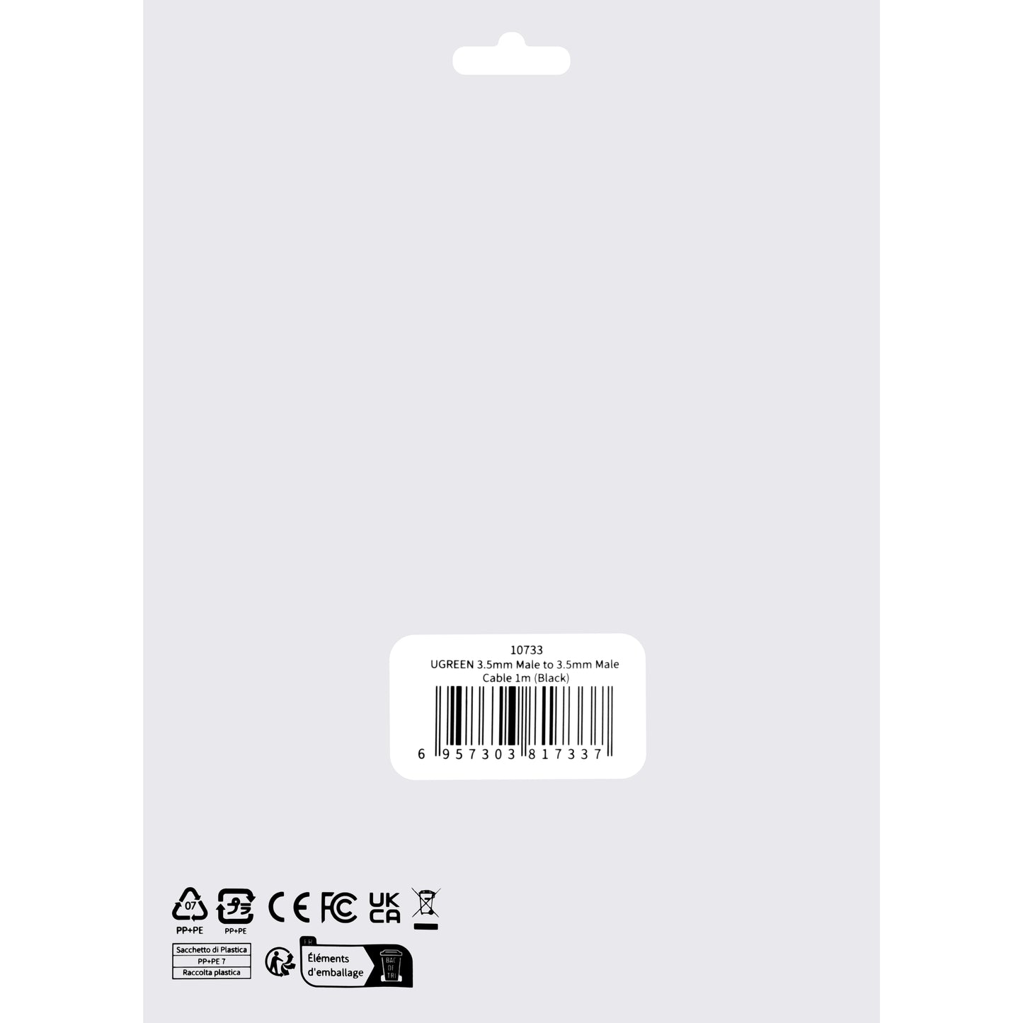 Audio-Kabel 3.5mm - 3.5mm UGREEN AV119, 1m, Schwarz