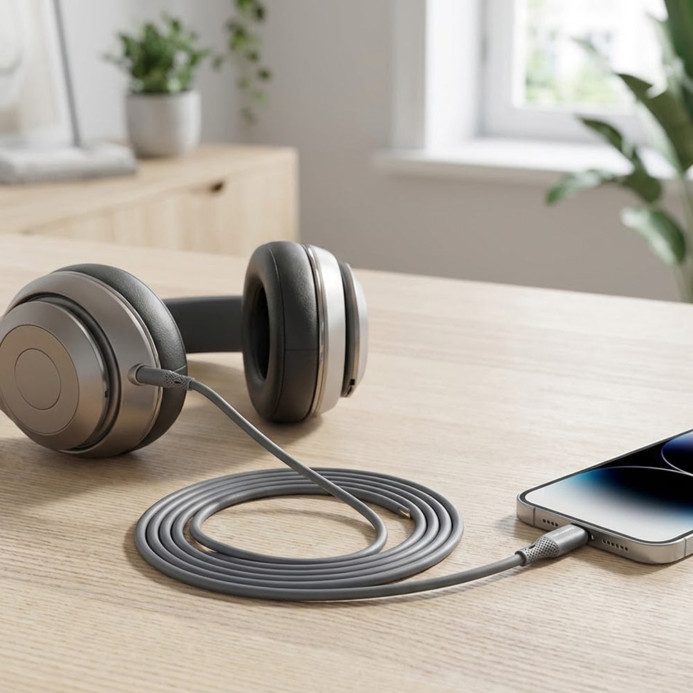Cavo Audio Lightning - 3.5mm Techsuit AC5 SoundFlex, 1m, Grigio