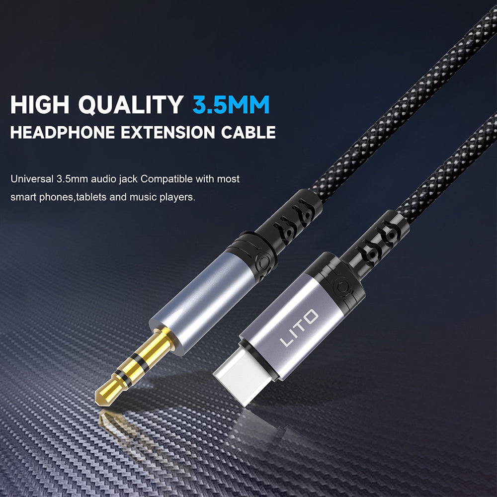 Câble Audio USB-C - 3.5mm Lito LA01T, 1m, Noir