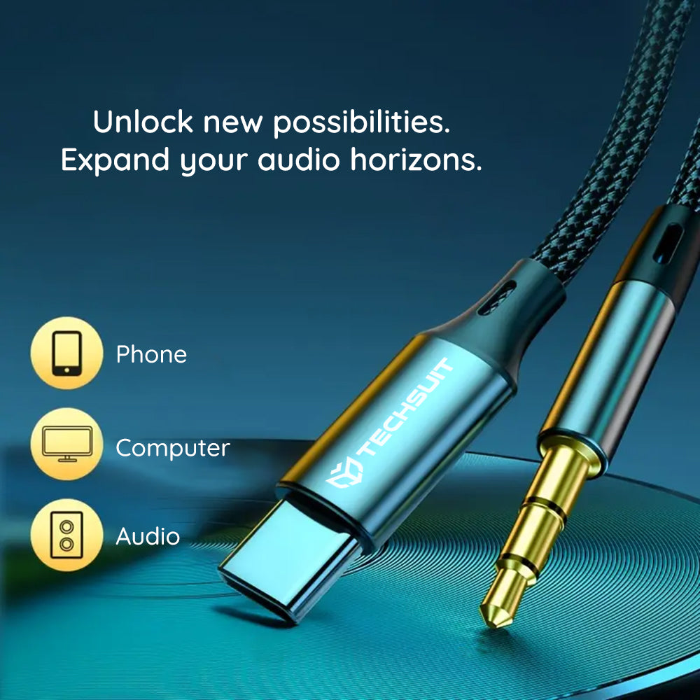 Cavo Audio USB-C - 3.5mm Techsuit AC11 FuseXound, 0.5m, Grigio