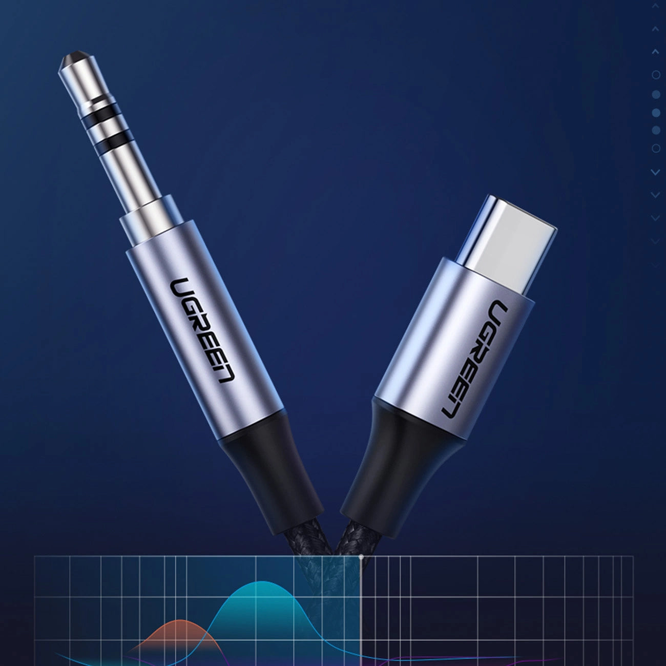 Audio-Kabel USB-C - 3,5mm UGREEN AV143, 1m, Grau