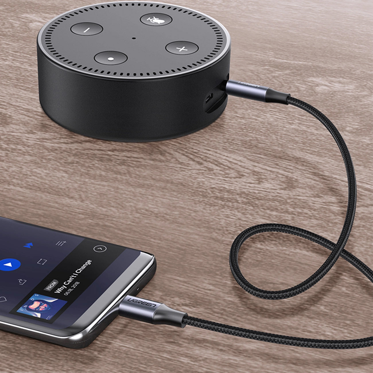 Audio-Kabel USB-C - 3,5mm UGREEN AV143, 1m, Grau