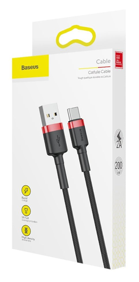 Cavo Dati e Ricarica USB-A - USB-C Baseus Cafule, 18W, 2m, Nero CATKLF-C91