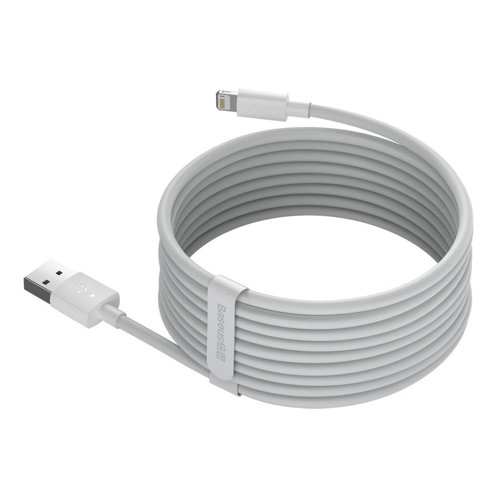 Cavo Dati e Ricarica USB-A - Lightning Baseus Simple Wisdom, 18W, 1.5m, Set 2 pezzi, Bianco TZCALZJ-02
