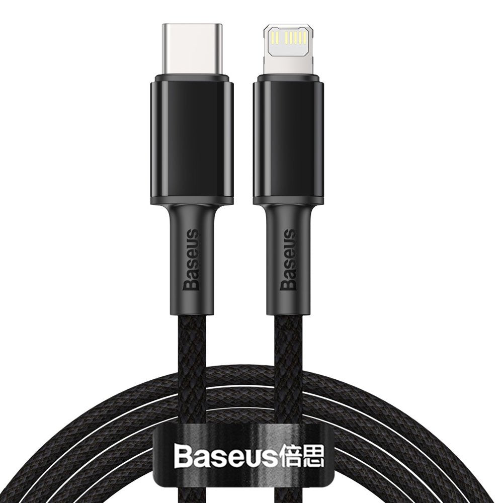 USB-C - Lightning Daten- und Ladekabel Baseus High Density Geflochten, 20W, 2m, Schwarz CATLGD-A01