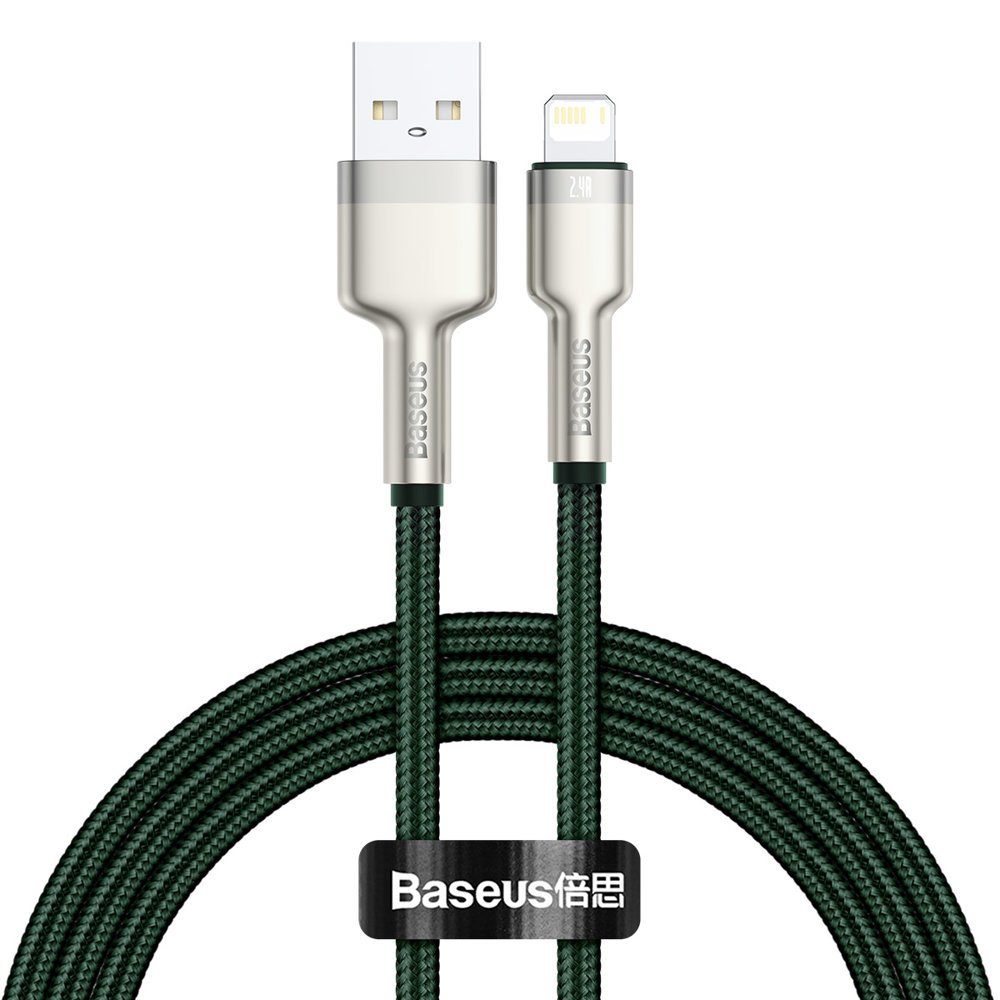 Cavo Dati e Ricarica USB-A - Lightning Baseus Cafule Metal Series, 18W, 1m, Verde CALJK-A06