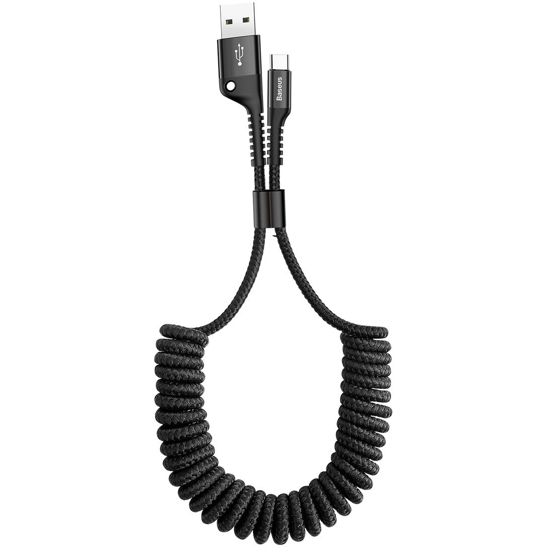 Cavo dati e ricarica USB-A - USB-C Baseus Fish Eye Spring, 18W, 1m, nero CATSR-01 CATSR-01
