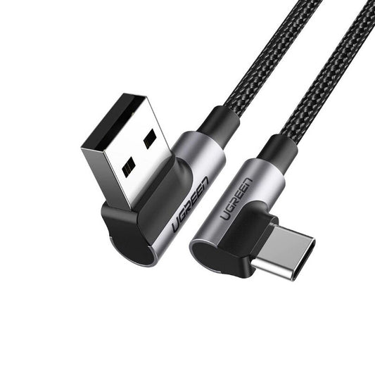 Câble de données et de charge USB-A - USB-C UGREEN US176 coudé, 60W, 0.5m, noir