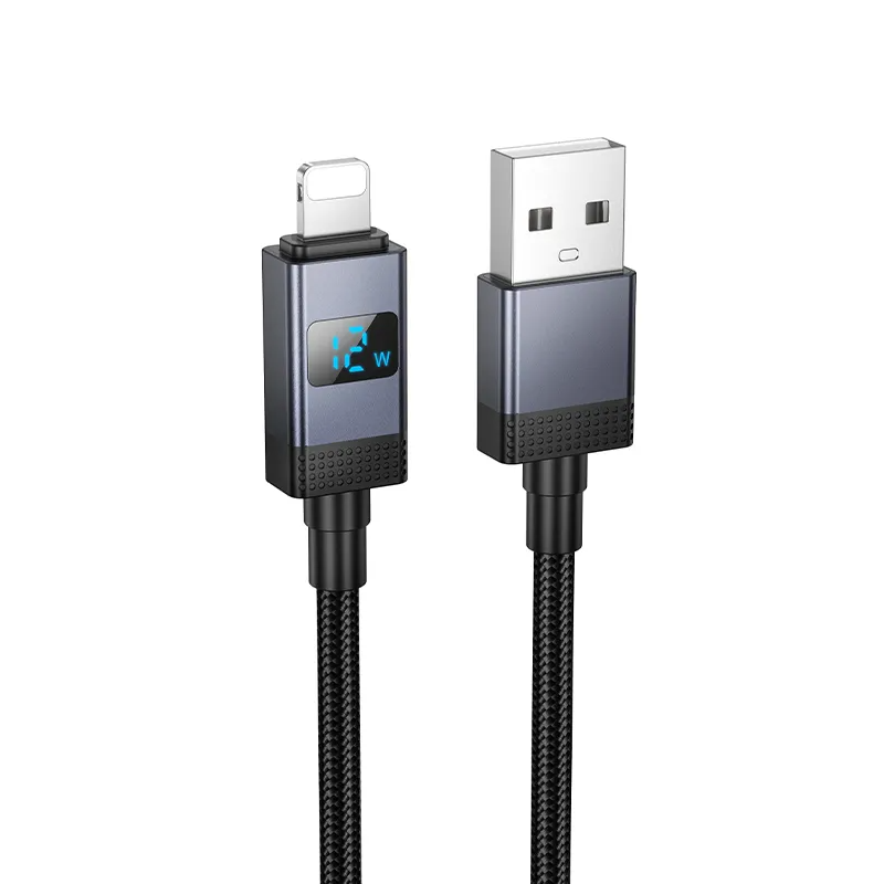 Câble de Données et de Charge USB-A - Lightning HOCO X118 Display, 12W, 1m, Noir