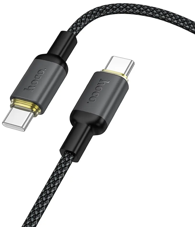 Câble de données et de charge USB-C - USB-C HOCO X128 Benefit, 60W, 1m, Noir
