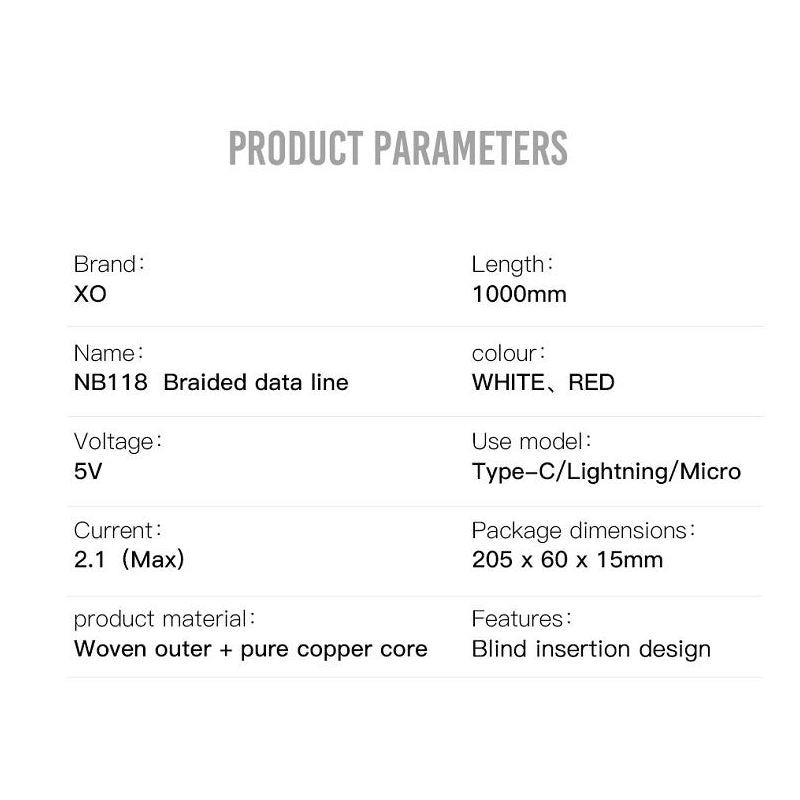 Cavo Dati e Ricarica USB-A - microUSB XO Design NB118, 18W, 1m, Rosso
