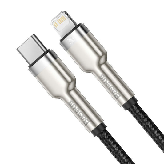 USB-C - Lightning Daten- und Ladekabel Baseus Cafule Metal Series, 20W, 0.25m, Schwarz CATLJK-01
