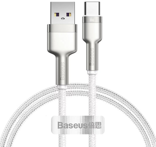 Cavo dati e ricarica da USB-A a USB-C Baseus Cafule Metal Series, 66W, 1m, Bianco CAKF000102