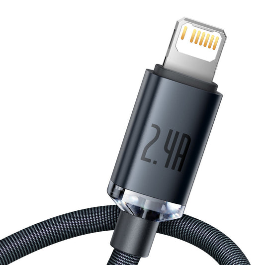 Cavo di ricarica e dati USB-A - Lightning della serie Crystal Shine di Baseus, 18W, 2m, nero CAJYY00010101
