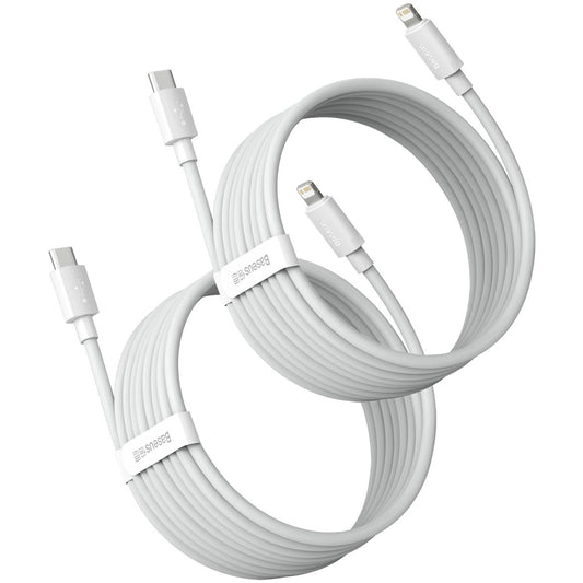 Baseus Simple Wisdom USB-C - Lightning Daten- und Ladekabel Simple Wisdom, 20W, 1.5m, Set 2 Stück, Weiß